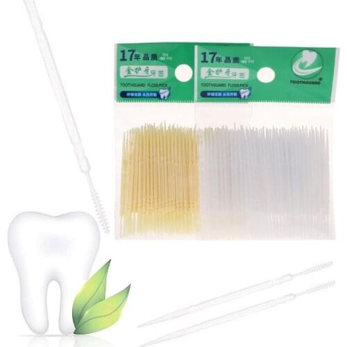 100pcs/box Dental Floss Interdental Toothpick Brush Brush Teeth Stick Dental