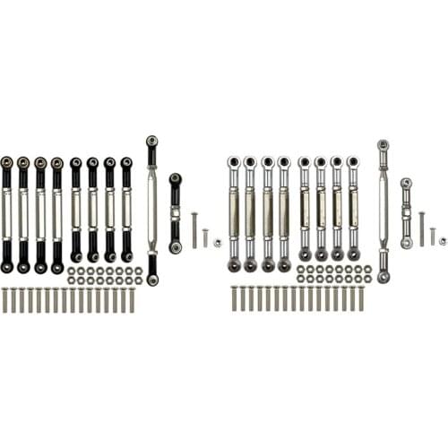 2set for MN D90 D91 D96 D99S MN99S MN90 1/12 Metal Pull Rod Steering Link Rod Set Parts,Black & Silver