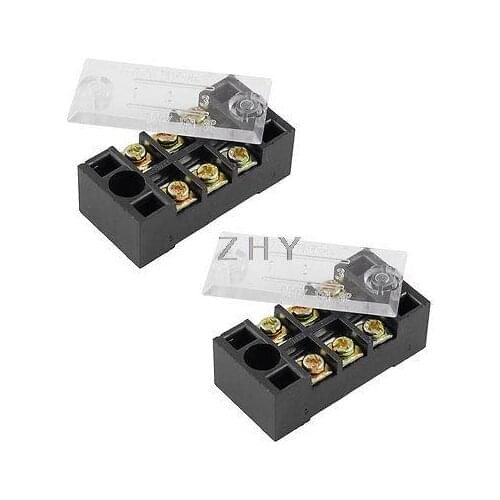 2 Pcs Dual Rows 3P 3 Position Wiring Terminal Blocks 15A 600V