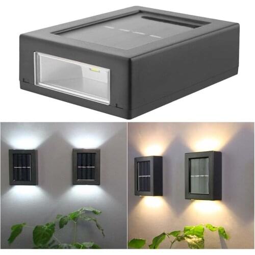 2PC/Lots Solar Lamp LED Wall Light Rail Project Square Waterproof For Bedside Wall Decor Arts Outdoor Garden Decoration Lighting