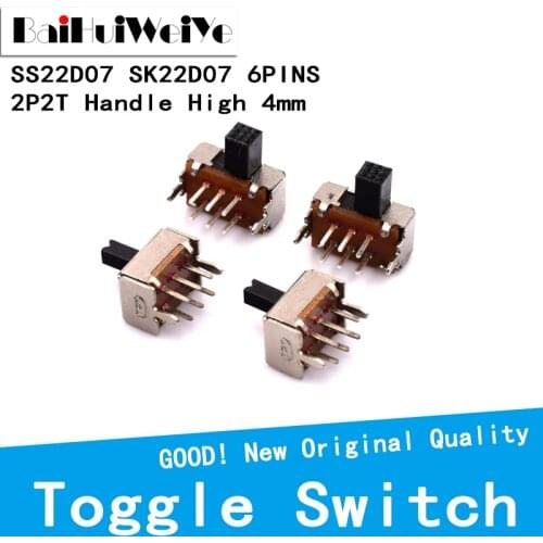 20PCS/LOT Toggle Switch SK22D07 SS22D07 2P2T 6Pins Handle high 4mm SK22D07VG4 SS22D07VG4