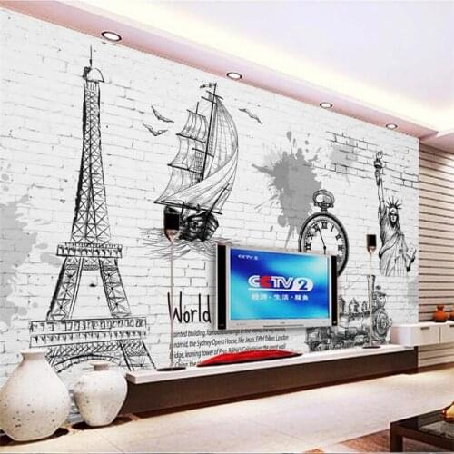 Beibehang Custom wallpaper 3d photo mural tower brick wall TV background wall living room bedroom cafe decoration painting обои