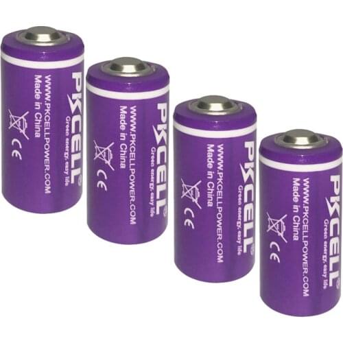 4PCS PKCELL 14250 battery 1/2 AA ER14250 3.6V lithium battery replace to 14250 batteries unrechargeable battery