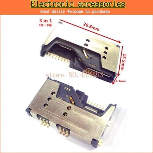 5PCS/Lot 3 in 1 Dual SIM card holder Tray Double SIM Card Slot Connector Micro SD Card Connector