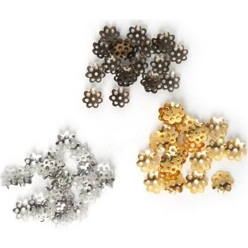 500PCs Silver/Gold Color End Beads Caps 7mm Dia. Jewelry Findings