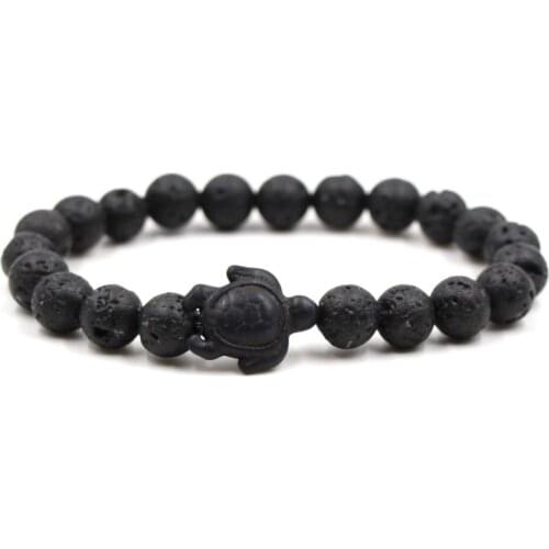 8mm eh2 black stone volcanic lava bead Bangles black turquoise tortoise Buddha Prayer Yoga Bracelet women men nature stone
