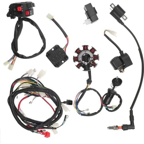 9 Pcs 125cc 150cc 200cc 250cc CDI Wire Harness Stator Assembly Wiring For ATV Quad Pit Dirt Bike Buggy Go kart