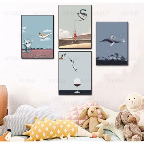 Abstract Poster Minimalist Art Kids Illustration Canvas Painting Print Fashion Wall Picture for Living Room Decoration Weiwei