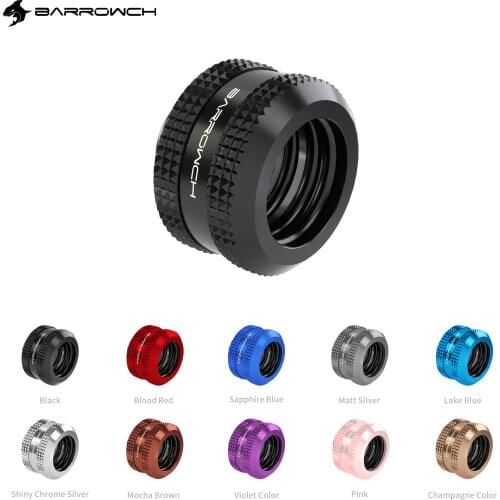 Barrowch Water Cooling Hard Tube Fitting for OD 12/14/16mm,Aluminum Alloy Multiple Color Ring G1/4 Brass Adapter,FBYKN V1 Series