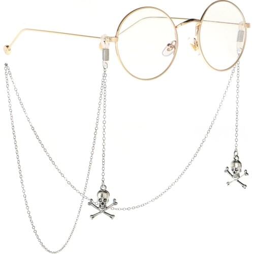 Punk silver skull cross handmade glasses chain sun glasses sunglasses delicate accessories non-slip decoration