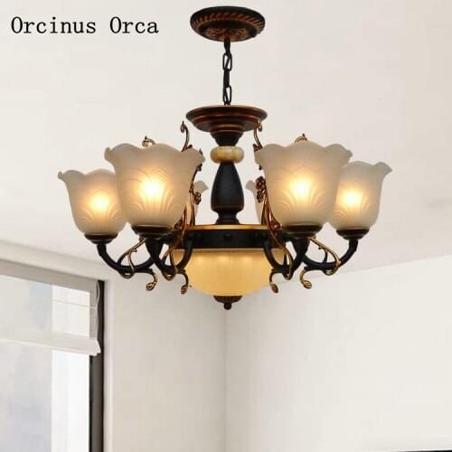 European Vintage Glass Chandelier villa living room dining room bedroom French luxury led Flower Chandelier
