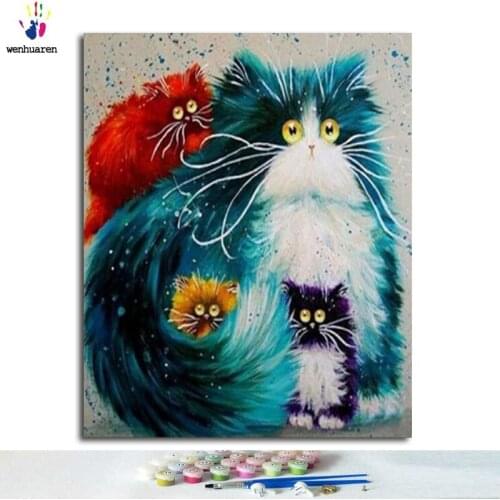 Photo Frame Animal Cat DIY Painting Digital Wall Art Picture Hand-painted Oil Painting Home Decoration Artwork