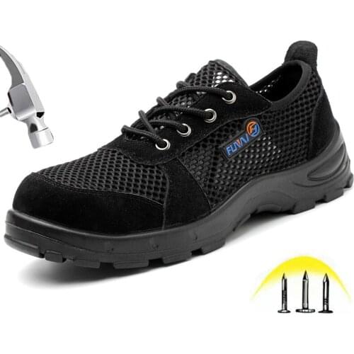 Summer Breathable Safety Shoes for Men Steel Toe Anti-smashing Anti-slip Mesh Sandals Wear-resistant Work Shoes Male Boots