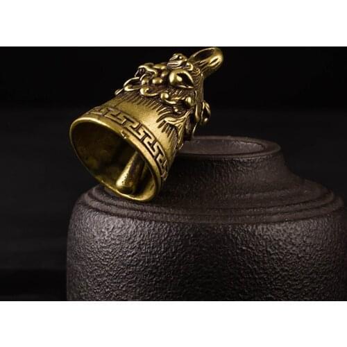 Hand-made Brass Monster Bells Ornament Miniature Figurines Home Office Decor Handmade Brass Monster Bell Car Keychain Pendant