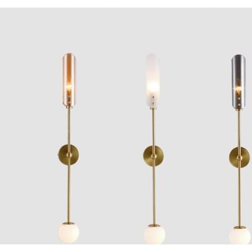 Vintage nordice bed wall lamp crystal luminaria glass wall sconces led wood bedroom living room aisle wall lamp