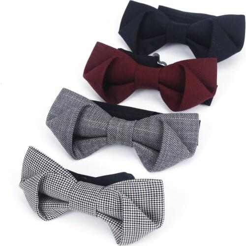 New Boxed Classical Formal 100% Wool Bow Tie Gravata Multiple Colors Houndstooth Pattern Necktie Mens Luxury Bowtie Butterfly