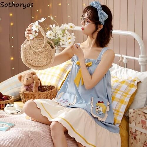 Nightgowns Women Sexy Nightwear Casual Summer Sleeveless Sleeping Dress Loose New Cute Sleepwear Korean Soft Nighty for Ladies