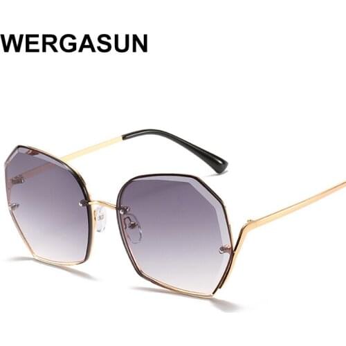 WERGASUN 2020 New Frameless Sunglasses Women Celebrity Sun Glasses Male Driving Superstar Luxury Brand Designer Female Shades