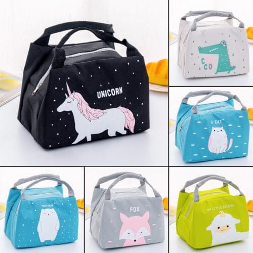 New Fashion Waterproof Portable Thermal Cooler Insulated Lunch Box Cute Animal Pattern Picnic Food Storage Bag Fashionable Pouch