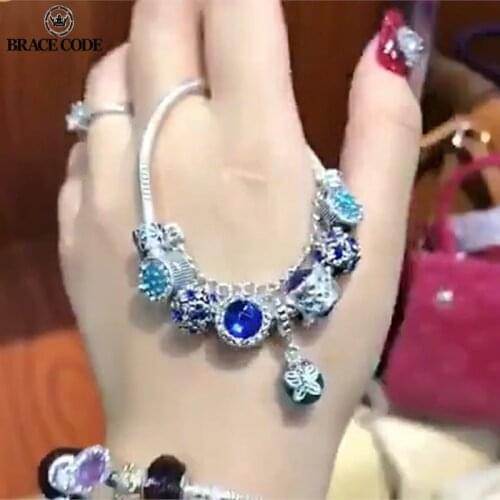 BRACE CODE Hot Selling Popular Charm Ladies Bracelet, Diy Elegant Blue Fashion Jewelry Bracelet Ladies Gift Direct Sale