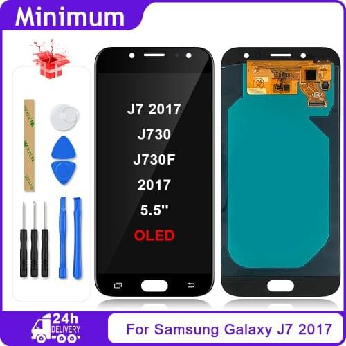 For Samsung Galaxy AMOLED J7 2017 / J7 Pro / J730 OLED LCD Display Touch Screen Digitizer Assembly Can Brightness Adjustment