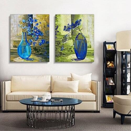 American style still life Botany posters canvas Home decoration letter painting Printing modern posters Blue vase