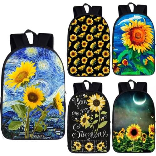 Van Gogh starry night sunflower backpack women men rucksack travel bags children school bags for teenager boys girls kid bookbag