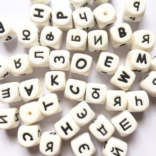 Silicone Baby Teether Beads FDA BPA Beads Russian Letter Beads Food Grade Teething Nursing Chew Selected Letters 12mm 1000Pc/Lot