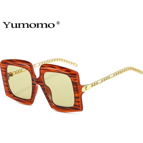 2020 Retro Metal Chain Square Sunglasses Women Brand Designer Gradient Eyewear Fashion Men Trending Stripe Sun Glasses Shades