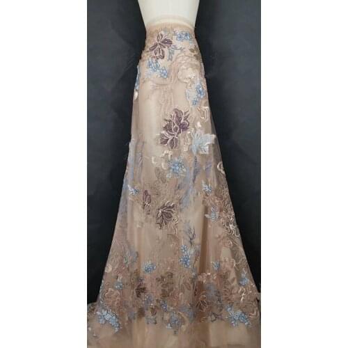 Special design african Net Tulle embroidery nigerian french lace fabric SYJ-91686 with sequins for wedding dress