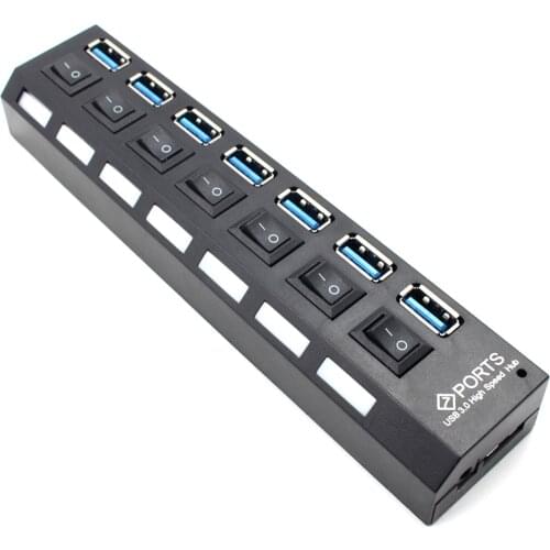 USB 3.0 HUB On/Off Switch Multi USB Splitter 4 / 7 Ports Expander Multiple USB with Power Adapter EU US High Speed USB3.0 Hub