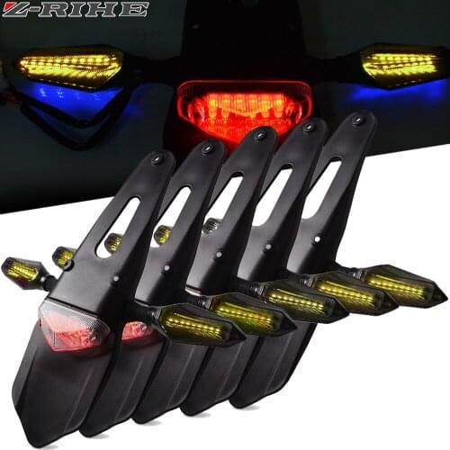 For HONDA Motorcycle Enduro Trial Bike Fender 12 LED Brake Stop Rear Tail Light Motorbike Taillights Scooter Red Clear
