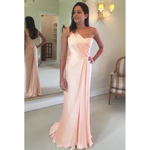 Sexy Chiffon Evening dress One Shoulder vestidos de fiesta green dress evening gowns for women Party dress prom dresses