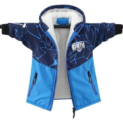 Winter Boys Plush Heavy Coat Childrens Outwear Autumn Hooded Fleece Clothes Kids Stormwear Jacket For Boys Teens Windbreaker