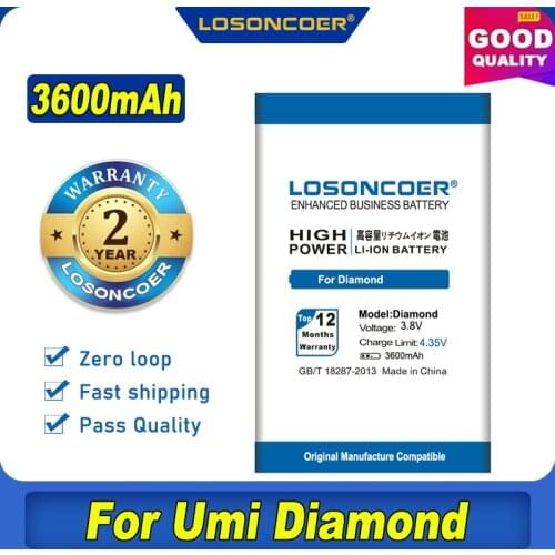 100% Original LOSONCOER 3600mAh For Umi Diamond / Battery Diamond X