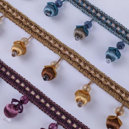 12M/Lot Wood Beads Curtain Lace Trim Sofa Lamp Decor Curtain Accessories Tassel Fringe Lace Ribbon DIY Sewing Home Textile