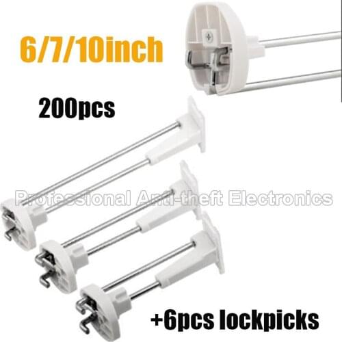 200pcs free shipping mobile phone retail shop accessaries hanging security hook for slatwall pegboard+6pcs magnetic lockpicks