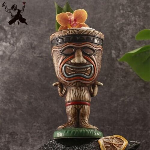 260ml Ceramic Tiki Mug North American Style Funny Childrens Modeling Creative Porcelain Beer Wine Mug Cup Bar Tool Bar Mugs