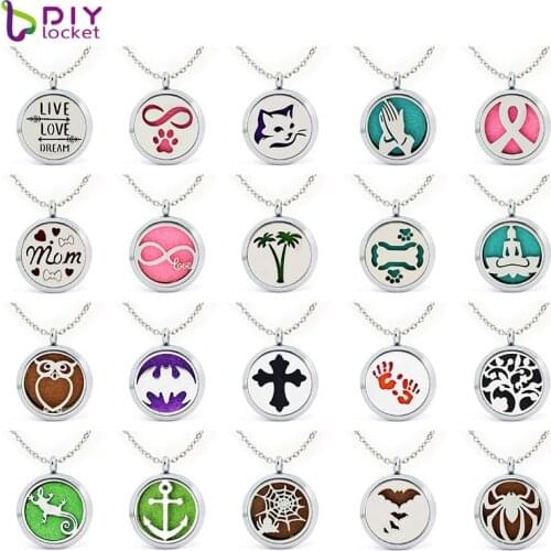 30MM Round Mix Style Alloy+Stainless Steel Aromatheraphy Difuser Wholesale Free Chain And Pads AJ234-316