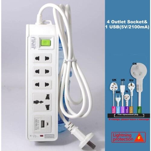 4 Outlet Power Socket USB Power Strip with AU EU UK US USB