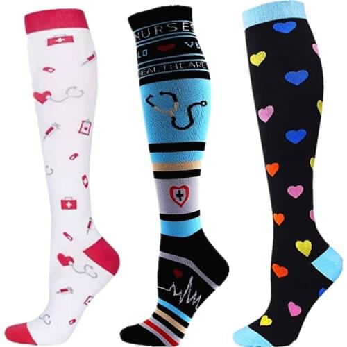 58 Styles Compression Socks Fit For Medical Varicose Veins Edema Diabetes Running Men Women Hiking Cycling Marathon Sports Socks