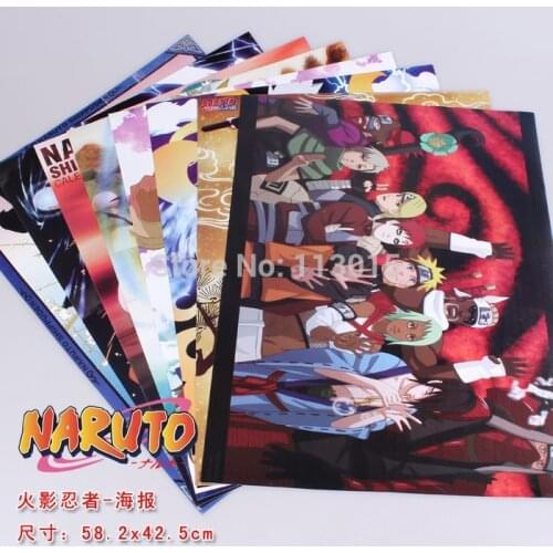 8 pcs/lot Ninja Posters Anime Sticker Pictures 2 sizes Embossed Printed