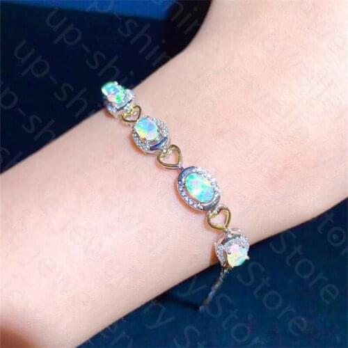 Summer new style 925 silver inlaid natural opal bracelet, womens bracelet, fine inlaid, luxurious atmosphere