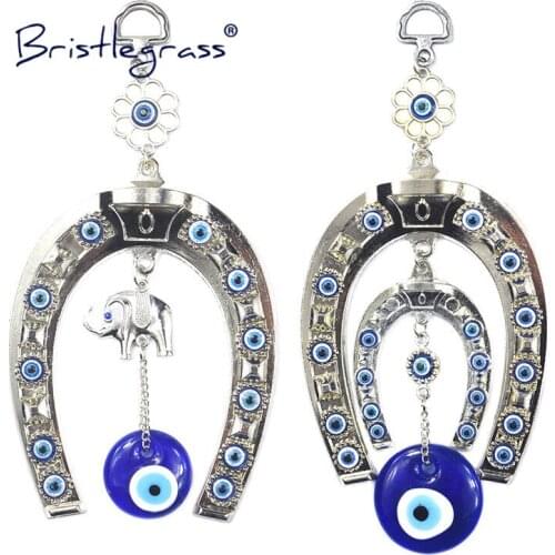 BRISTLEGRASS Turkish Blue Evil Eye Flower Elephant Horseshoe Amulet Lucky Charm Hanging Pendants Pendulum Blessing Protect Decor