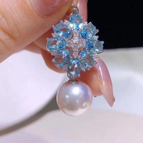 D814 Pearl Pendant Fine Jewelry 925 Sterling Silver Round 11-12mm Fresh Water White Pearls Pendants Necklaces for Women Presents