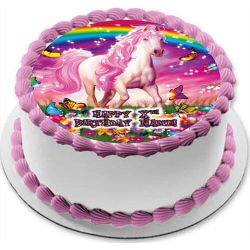 Birthday Unicorn Flamingo Summer Floral Cake Topper Edible Wafer Paper Party Decoration Kitchen Accessories Festival Supply