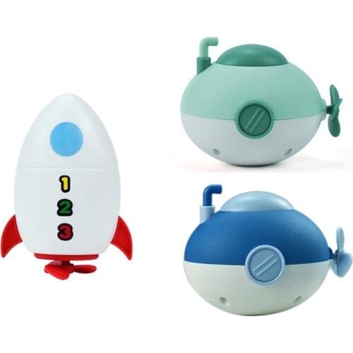 Baby Bath Toy Infant Swim Chain Clockwork Toy Little Submarine Rocket Bathing Bathtub Toys for Boys Girls