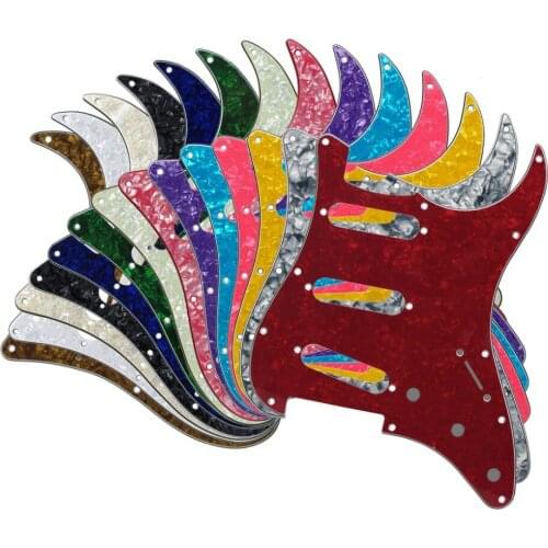 FLEOR 14PCS Mixed Colors Pearloid ST Electric Guitar Pickguard SSS 11 Hole 4Ply for FD ST Style Guitar