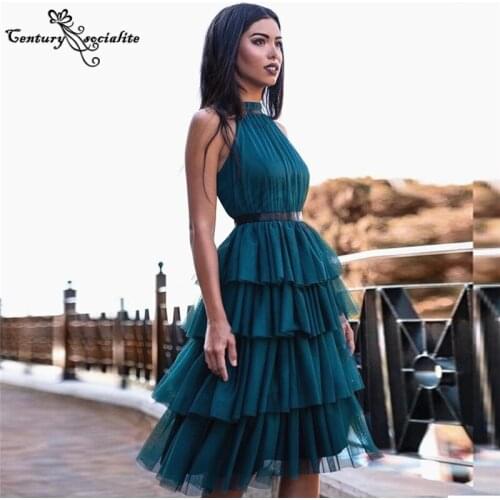 Teal Homecoming Dresses Short 2021 Knee Length Tiered Skirt Sexy Cocktail Dress Prom Dresses Party Gowns Vestido De Fiesta