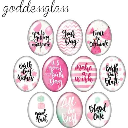 Beauty Words Blessed Wish 10pcs mixed 13x18mm/18x25mm/30x40mm Oval photo glass cabochon demo flat back Making findings